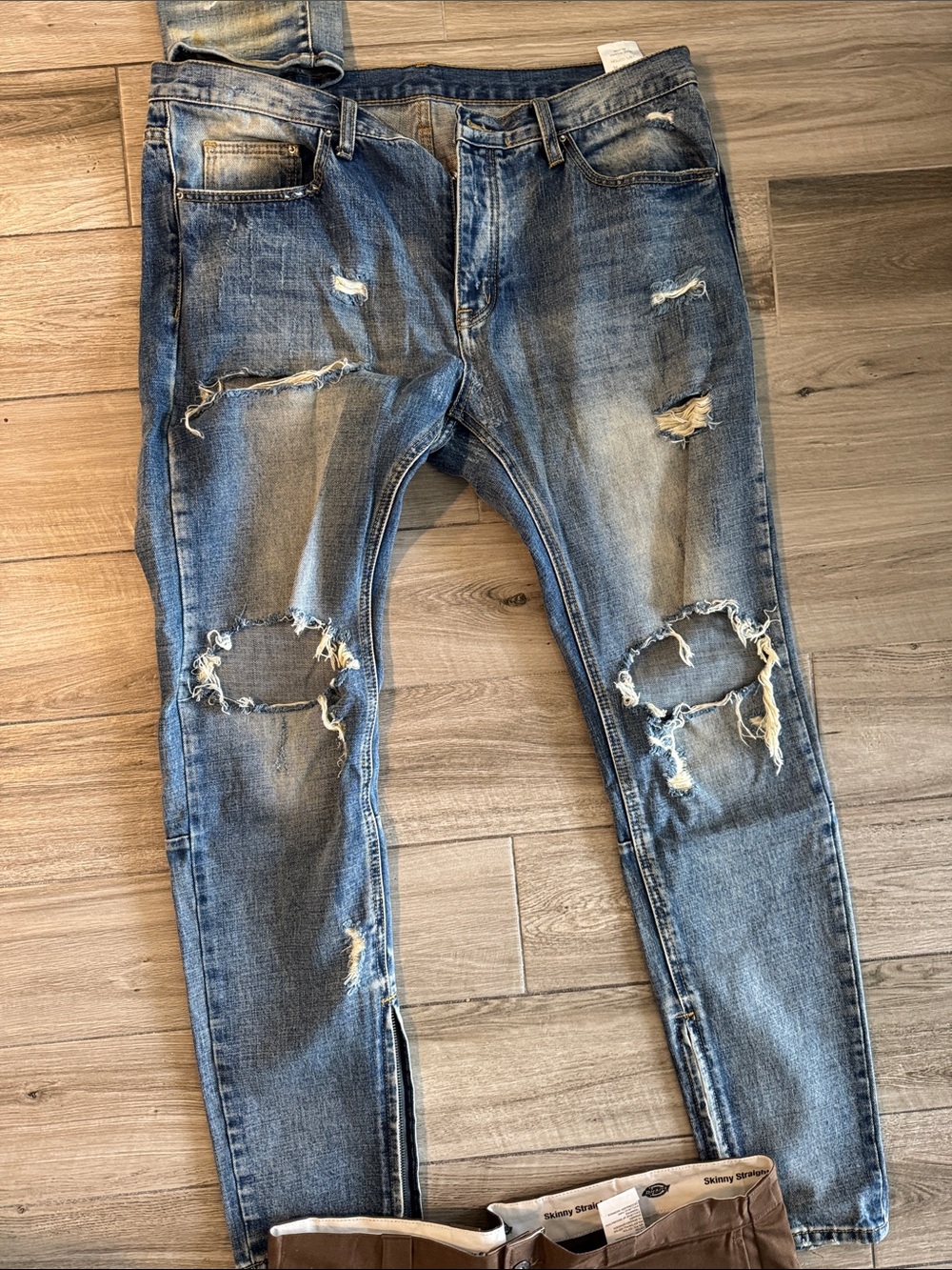 MNML Distressed Light Blue Skinny Jeans